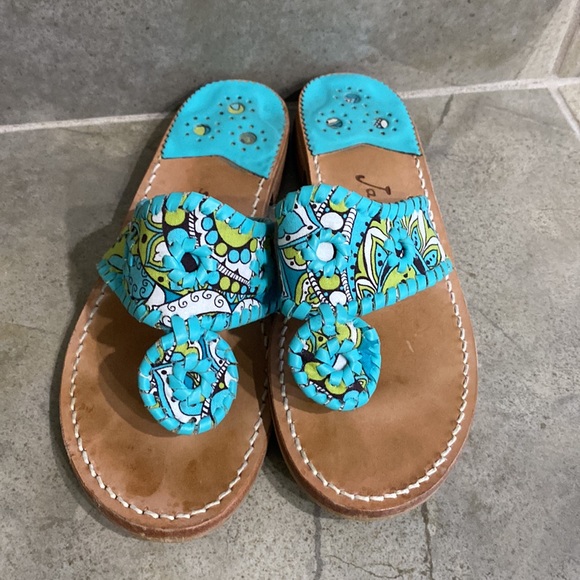 Jack Rogers Size 6 Teal Leather Sandals - Picture 6 of 8
